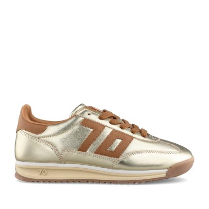 Back 70 Ladies Jogger NM44 Laced Trainer in Gold