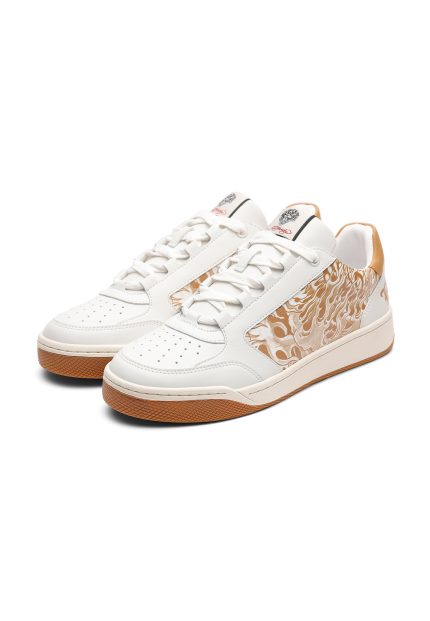 Ed Hardy Mens Ace Low Flames - White Sneaker