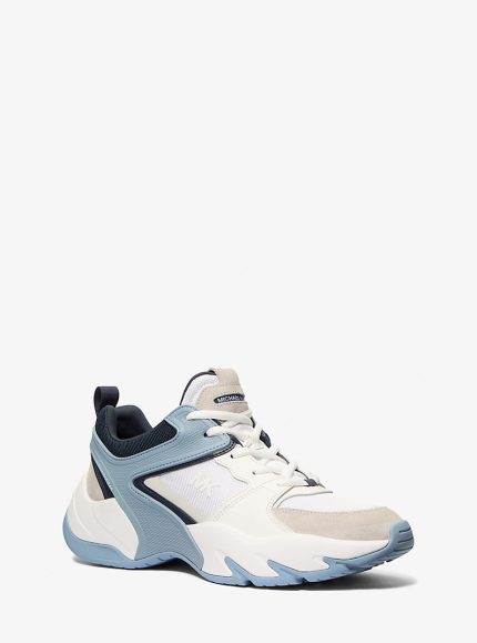 Michael Kors Chase Mixed-Media Trainer Chambray